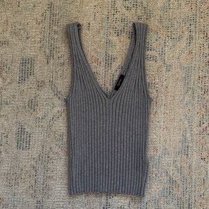 Quince Gray Ribbed V-Neck Tank